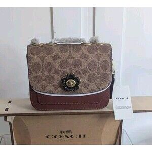 Coach Madison 16 Coated Canvas Shoulder Bag - Tan, Rust, Small, Turnlock, NWT